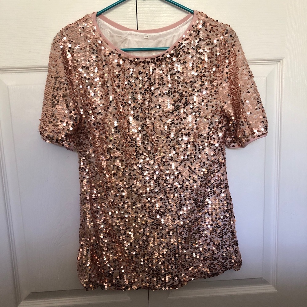 Rose gold sequin top